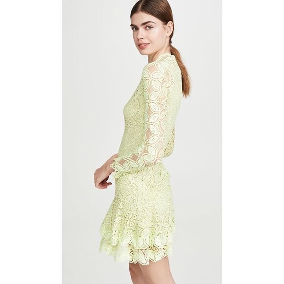 Jonathan Simkhai Guipure Lace Long Sleeve Mini Dress Pear Size 6 - Picture 3 of 12